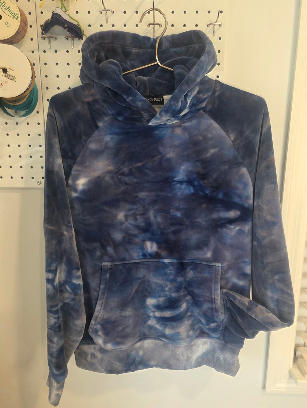 Blue Tie-Dye Hooded Sweatshirt By SPARK PAWS - WOMANS SIZE MEDIUM